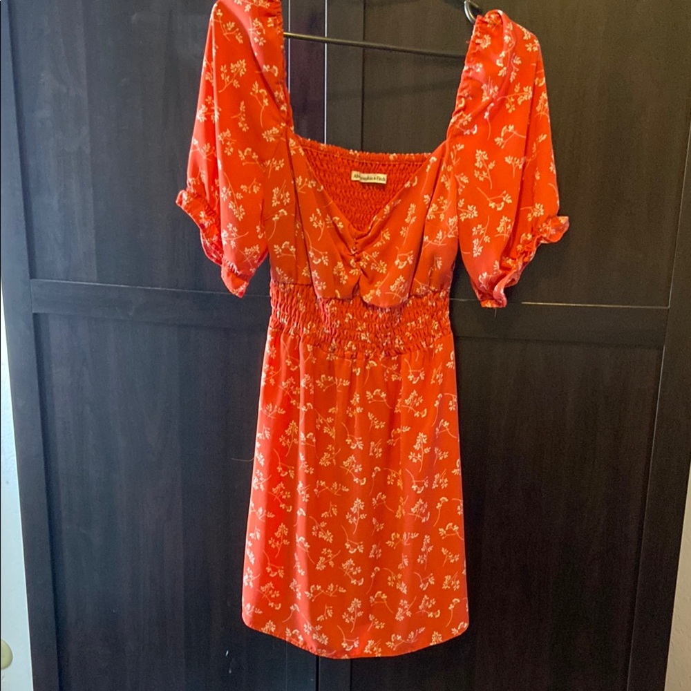 Abercrombie & Fitch Red Smocked Midi Sundress